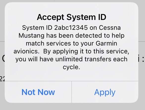 Verifying and applying a Garmin System ID to a service in Jeppesen ...